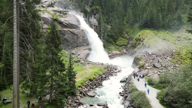 Krimml Waterfalls Austria drone