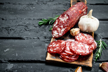 Salami with garlic and rosemary.