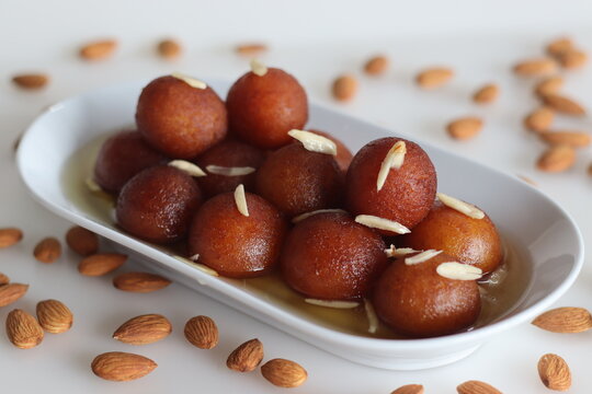 Gulab jamun. A milk solid based sweet popular in Indian subcontinent.