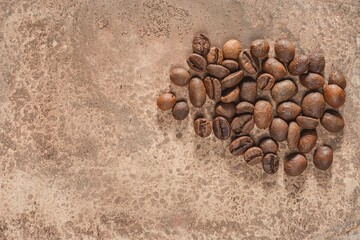 Still life- dark food photography. Roasted coffee beans- food background