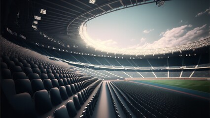 Professional soccer field stadium. 3D illustration. Generative Ai.