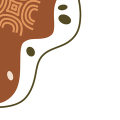 abstract brown fluid shape and geometric shape element illustration for background corner border or frame