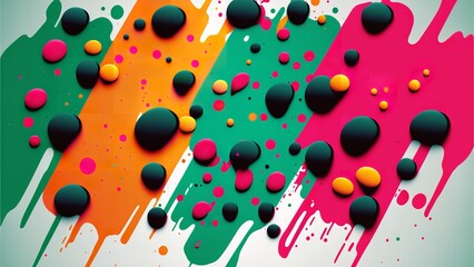 Vector colored blots, seamless rectangular four-colored pattern, multi-colored spots, flat drops and smudges.