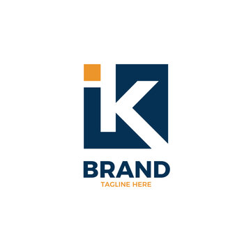 Initial letter IK in square shape logo design vector illustration