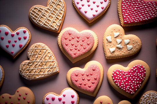 love heart cookies, heart cake, valentine's day,  ,wallpaper, love themes,  Mother's Day, Father's Day, romance, love, couple, wallpaper, generative ai
