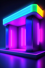 Generative AI: abstract futuristic neon background glowing