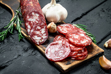 Salami with garlic and rosemary.