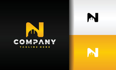 letter N construction helmet logo