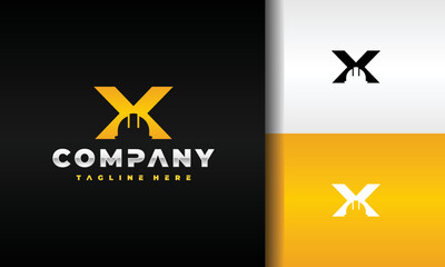 letter X construction helmet logo