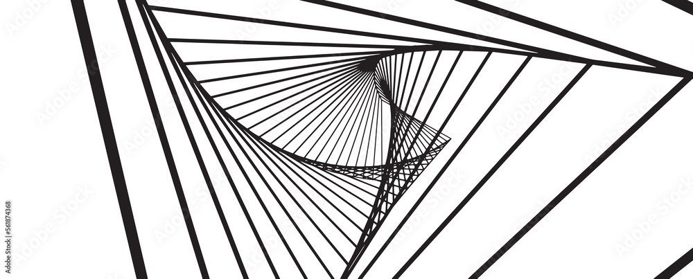 Poster abstract image of swirling triangle lines on white background.,abstract line movement,3d rendering