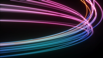 Speed motion on night,neon light wave motion,Abstract image of future technology concept,3d rendering