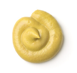 Top view of mustard sauce swirl