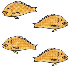 Иллюстрация без названияretro fish hand-drawn illustration, fish pattern