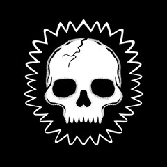 Skull art Illustration hand drawn black and white vector for tattoo, sticker, logo etc