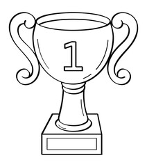 First place doodle icon. Medals and diploma set vector. Champion cup in sketch style. Awards, trophy cups, stars. Winner prize, champion cup