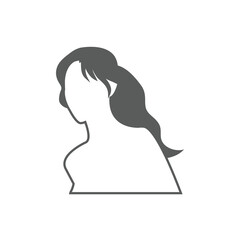 Monochrome female avatar silhouette. User icon vector in trendy flat design.