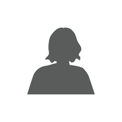 Monochrome female avatar silhouette. User icon vector in trendy flat design.