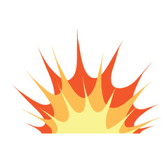 Comic boom explosion. Big cartoon fireball. Fire bang and exploding