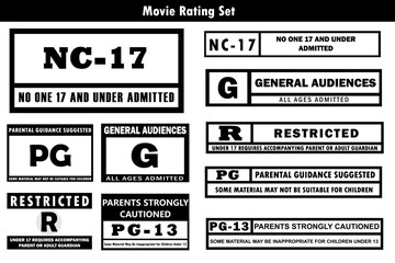 Fototapeta Vector set of movie rating signs. Age ratings in cinema and films obraz