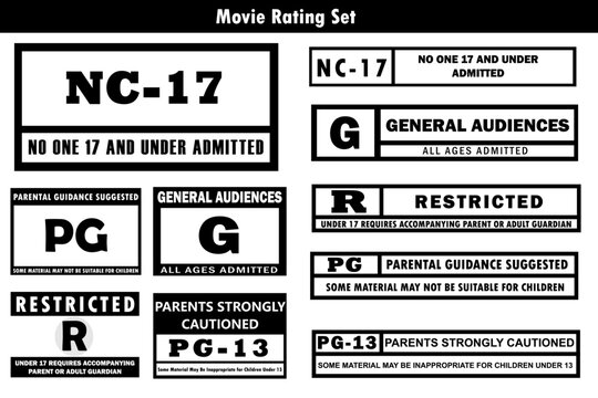 Vector set of movie rating signs. Age ratings in cinema and films