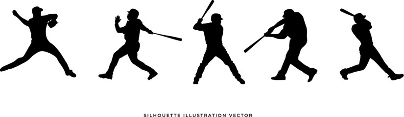 silhouette of a person playing baseball vector illustration