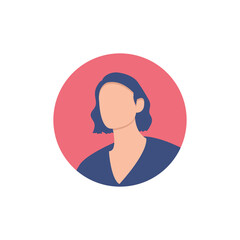 Round profile image of female avatar for social networks with half circle. Fashion vector. Bright vector illustration in trendy style.