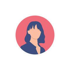 Round profile image of female avatar for social networks with half circle. Fashion vector. Bright vector illustration in trendy style.