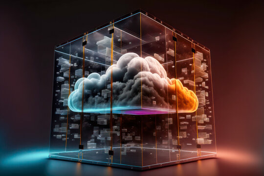 Cloud computing technology concept. Futuristic illustration AI generated	
