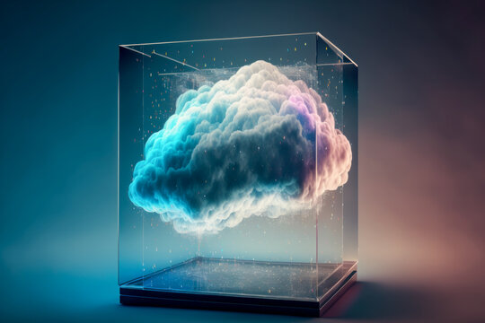 Cloud computing technology concept. Futuristic illustration AI generated	
