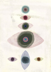 Watercolor painting, Abstract artwork of eye. minimal art