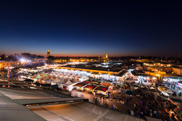 night view of the marrakech night market, morocco