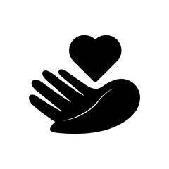 Heart in hand icon