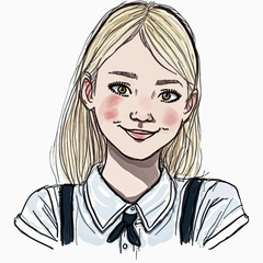 A teenage girl in school clothes, illustrated in a vectorized way for graphic and emotional use.