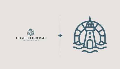 Lighthouse Logo Template. Universal creative premium symbol. Vector illustration