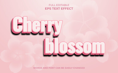 Cherry blossom background text effect. Editable text effect