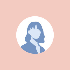 Profile image of female avatar for social networks with half circle. Fashion vector. Bright vector illustration in trendy style.
