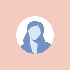 Profile image of female avatar for social networks with half circle. Fashion vector. Bright vector illustration in trendy style.