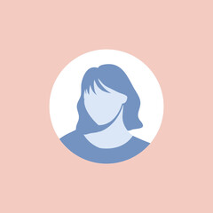 Profile image of female avatar for social networks with half circle. Fashion vector. Bright vector illustration in trendy style.