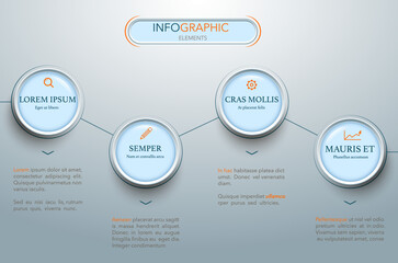 Four circle options or steps pattern. Vector illustration. Can be used for workflow layout, diagram, number options, step up options, web design, infographics. 