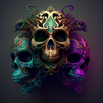 Mardi Gras Voodoo Skull Masks