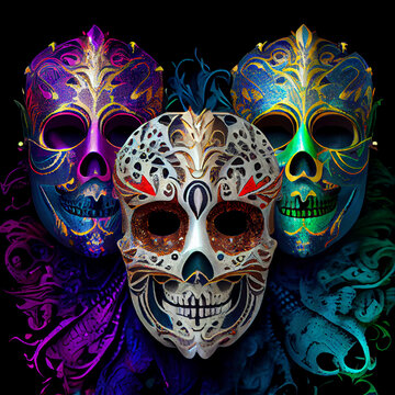 Mardi Gras Voodoo Skull Masks