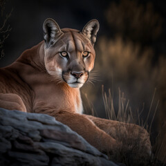 Obraz premium lioness in the wild, puma, king, strong, power, king of the jungle