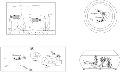 sketch vector illustration of aquarium for home decoration