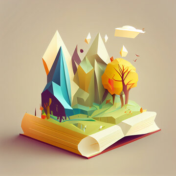 Depiction of a storybook in popup style