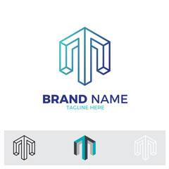 Letter M or T logo template design with arrow up shape for architecture or finance company. 