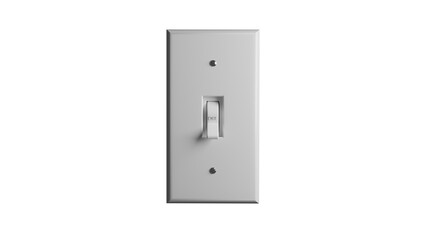 White light switch with one button in the off position isolated on transparent background. 3D render
