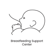 Breastfeeding Support Center icon line in vector, illustration of a woman breastfeeding a baby.