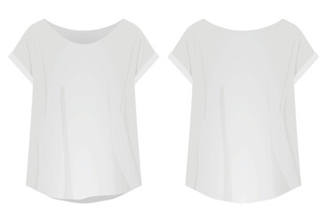 White women t shirt. front and back view. vector illustration