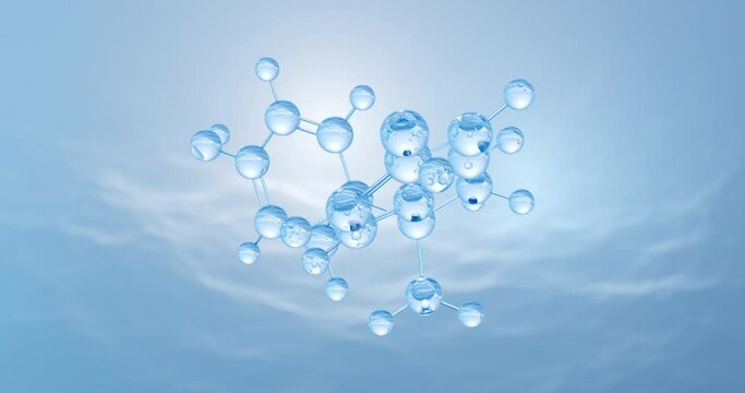 Bisphenol A molecule, rotating 3D model of BPA, C15H16O2 under a microscope, looped video