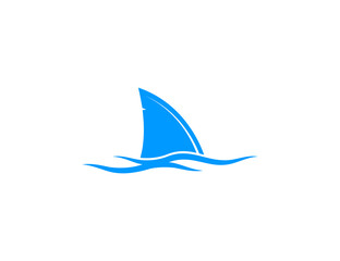 Shark fin, wave blue icon. Vector illustration.